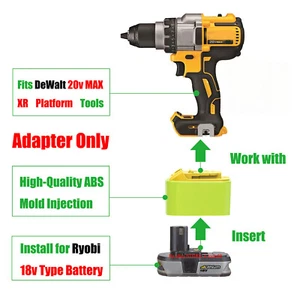 1x Adaptor Upgrade for DeWalt 20v MAX XR (Not 18v) Tools To Ryobi 18v Batteries - Picture 1 of 9