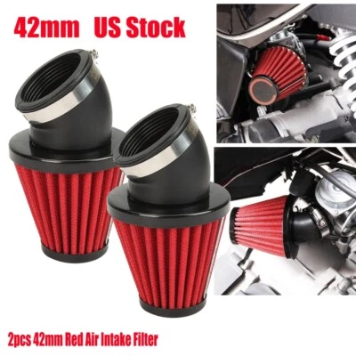 2pcs 42mm Red Air Intake Filter For Kawasaki KZ900B KZ1000 LTD KZ1000 GPZ1100 - Image 1 of 4