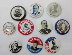 10) Reproduction Presidential Campaign Political Pinback Buttons Lot Kennedy JFK - Picture 1 of 8