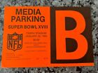 Super Bowl XVIII 18 NFL Press Media Parking Pass - Redskins vs. Raiders - RARE