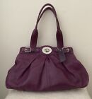 COACH Pleated Purple Leather Turnlock Satchel Shoulder Handbag 13914 Purse Bag