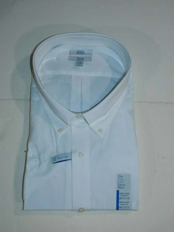 CAMISA DE VESTIR CROFT & BARROW TALLA 21" / 21 1/2" (5XLT) MANGA CORTA - BLANCA - NUEVA CON ETIQUETAS Foto 1 de 1
