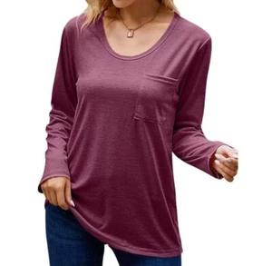 Alfani Women's Scoop Neckline Long-Sleeve Jersey Sleep Top Wild Ginger - Picture 1 of 7