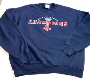 Vintage Boston Red Sox Sweatshirt 2004 World Series Champions Rooster Blue Sz L - Picture 1 of 9