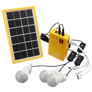 USB Solar Power Panel Generator Kit 5V Charger Home System 3 LED Bulbs Light - Picture 1 of 24