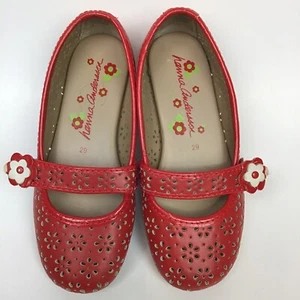 Hanna Andersson Mary Jane Red Floral cut outs leather shoes Toddler Girls 29 - Picture 1 of 6