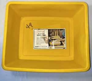 Vintage Fesco Yellow Dishpan Plastic Flowers Sculptured Wash Tub Basin Tag 70s - Picture 1 of 11