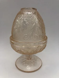 Vintage Pfirsich Chantilly Fee Lampe Indiana Glas Tiara Sandwich zwei Stück - Bild 1 von 5