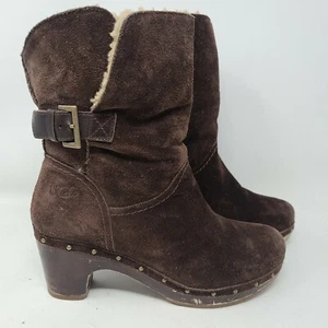 UGG Damen Amoret Größe 9 Anke Stiefel Braun Leder Wildleder Absätze 1003373 - Bild 1 von 12