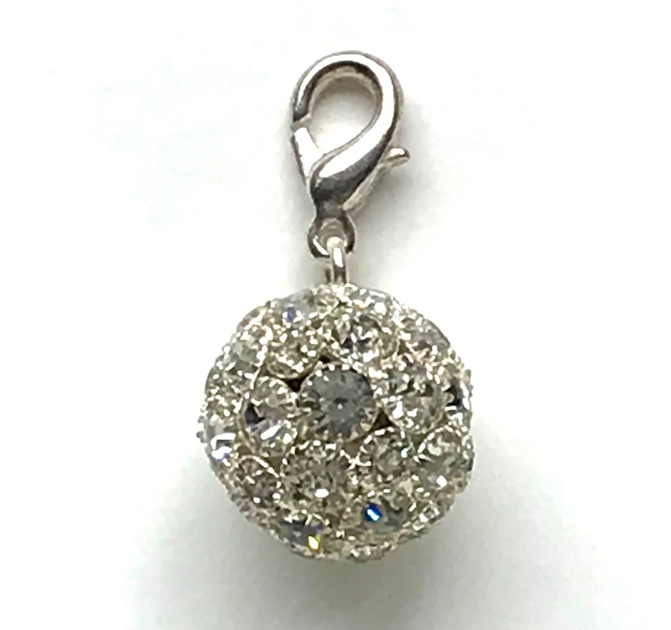John Wind Charm Pave Disco Ball Silver New Maximal Art Fashion Jewelry - Image 1 of 1