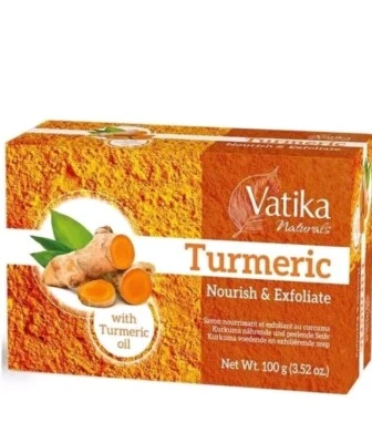 4X 100g DABUR VATIKA DERMOVIVA TURMERIC NOURISH & EXFOLIATE BATH SOAP BAR 4 PACK