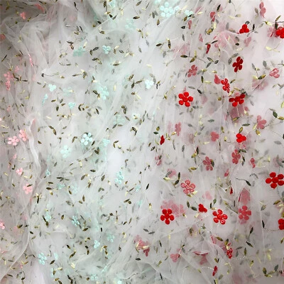 Bestickt Blüte Spitze Stoff Für Tanzend Kostüm Mädchen Kleid Heim Einrichtung - Bild 1 von 3