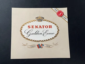 Etiqueta de colección cigarro de tabaco Senator Puur Tabak Gulden Eeuw #240 - Imagen 1 de 3