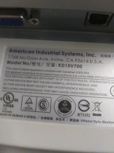 Kodak KD15V700Touch Systems Touchscreen Monitor 15" VGA NEEDS PARTS - Picture 1 of 3