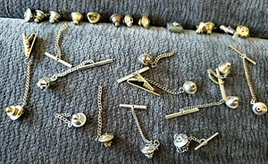 Lot of 25 Cufflink lapel pin tie tack lot pieces posts chains multi tones ou8 - Picture 1 of 6