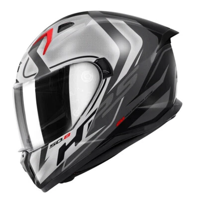 Full-Face GIVI 50.8 Racer Matt Black Titanium Silver Helmet SIZE S Foto 1 de 2