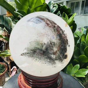 9.06LB Rare Natural  Green Ghost phantom quart ball carved crystal sphere reiki - Picture 1 of 17