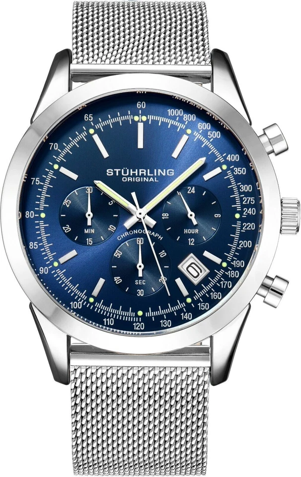 Stuhrling Chronograph 3975.2 44mm Stainless Steel Men's Watch