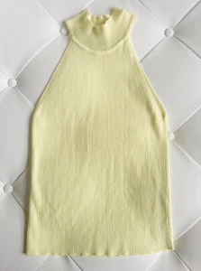 ZARA Damen Top Shirt Neckholder Unterziehpulli Rippenstrick Rollkragen M gelb - Bild 1 von 3