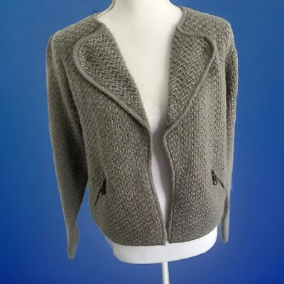 Boden LAGENLOOK Gray/metallic Knit Wool Mohair Cardigan Sweater Size 10  EUC - Image 1 of 4