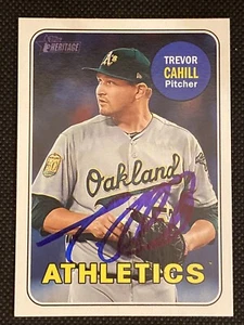 Tarjeta Topps Heritage 2018 autografiada por Trevor Cahill Athletics #533 - Imagen 1 de 5