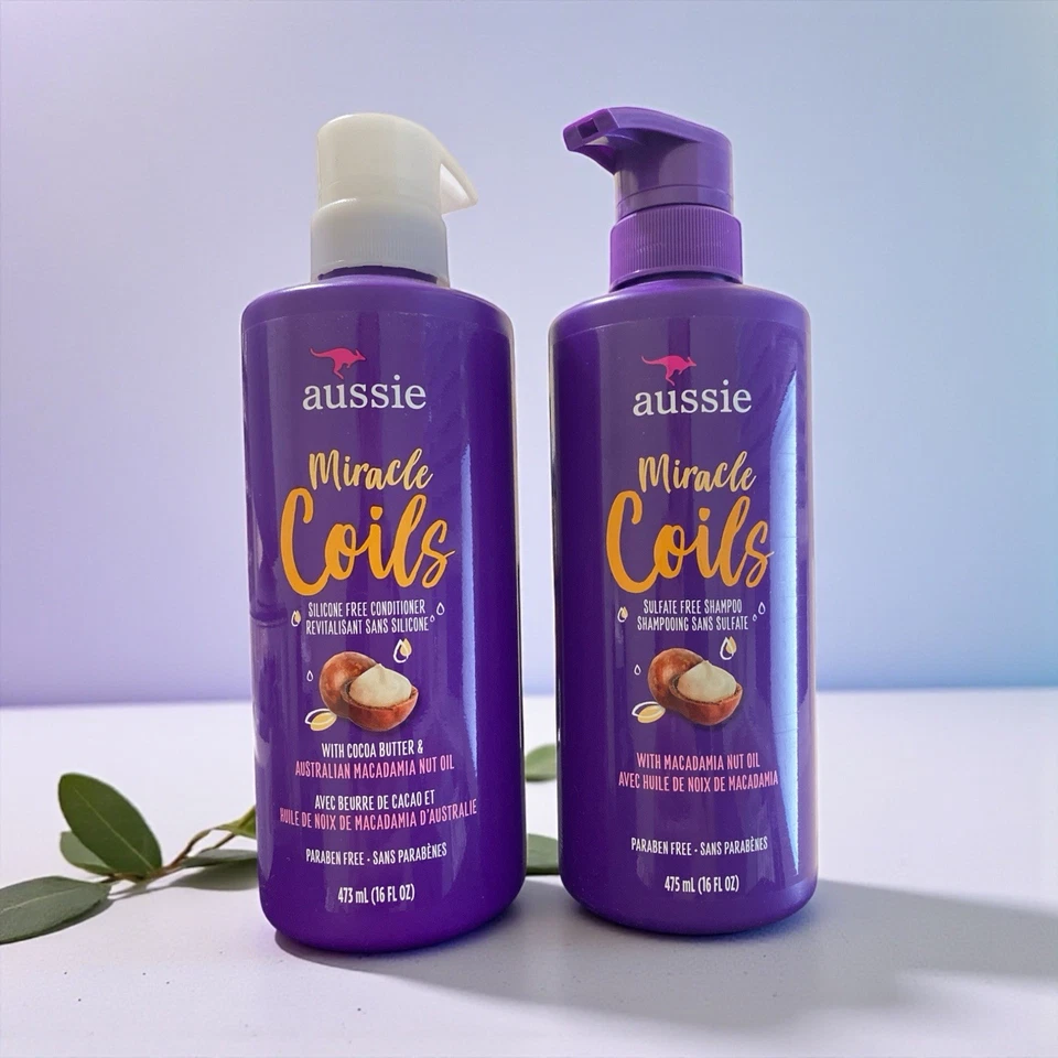 Champú y acondicionador Aussie Miracle Coils aceite de macadamia sin sulfato 16 OZ Foto 1 de 2