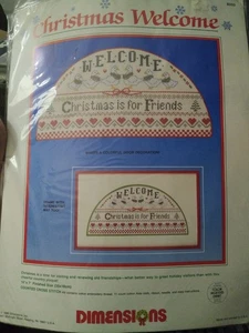 VTG Dimensions Christmas Welcome Counted Cross Stitch Kit  14x7 NEW NOS 8333 - Picture 1 of 3