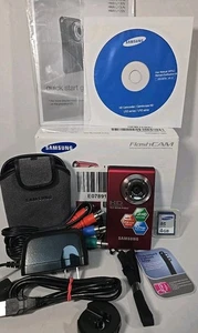 Samsung FlashCAM HMX-U10 High Definition 10MP Images Camcorder RED Bundle NOB - Picture 1 of 22