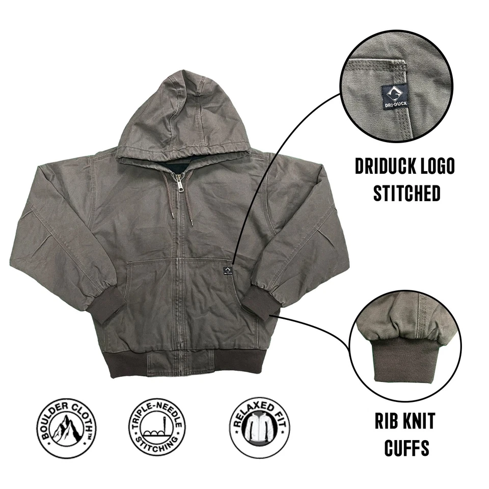 Chaqueta Dri Duck Para Hombre Tabaco Cheyenne Lona Resistente Capucha Trabajo (S05) Foto 1 de 4