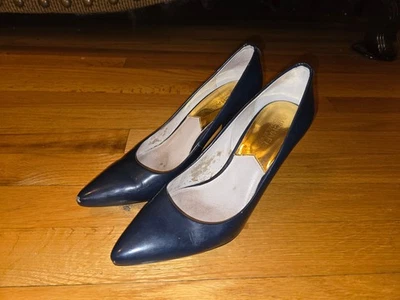 Quite Used Worn Michael Kors Navy Blue Patent High Heels Pumps Court Shoes 7M - Image 1 of 4
