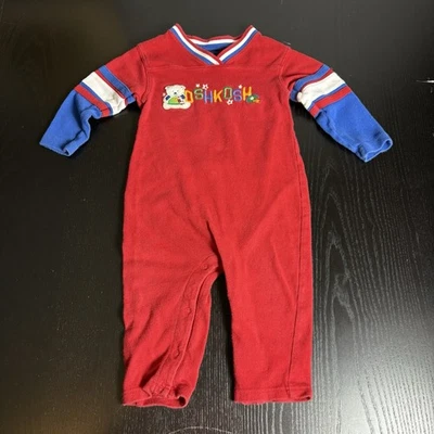 Vintage Y2K OSHKOSH Baby Boy 18M Red One-Piece Romper Teddy Bear Sports FLAW - Image 1 of 4
