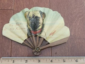 Rare 1900 Benjamin Lachelin Signed Hand Painted Silk Gauze Fan Paris France Dog - Picture 1 of 6