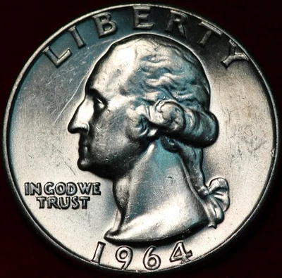 Uncirculated 1964 Philadelphia Mint Silver Washington Quarter - Image 1 of 2