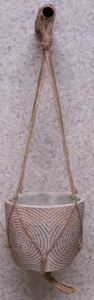 Maceta Colgante Terracota Macrame Yute Colgador NUEVO Círculos Grises - Imagen 1 de 1