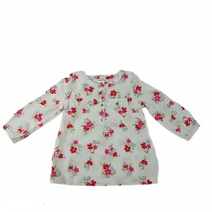Carter's Mädchen Top 18 Monate Langarm rosa weiß Blumen Baumwolle Bluse  - Bild 1 von 5