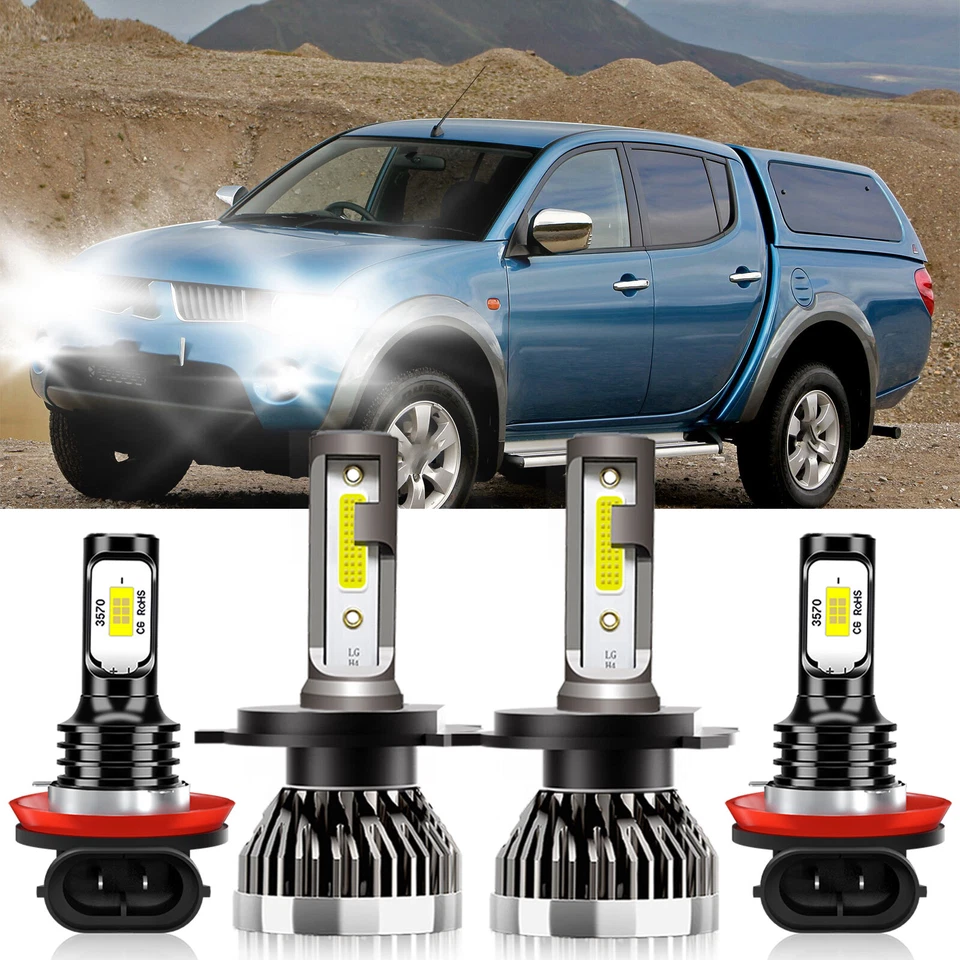 Faro LED haz alto bajo + bombillas antiniebla blanco para Mitsubishi L200 2008-2019 Foto 1 de 4