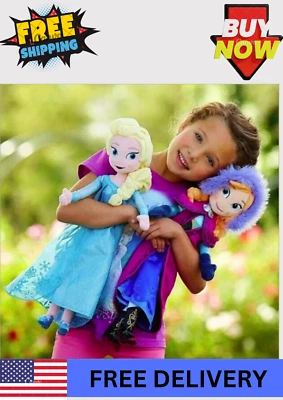 16" inches Disney Frozen Movie Queen Elsa & Anna Plush Soft Doll Gift Collection - Image 1 of 3