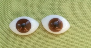Occhi Di Bambola In Vetro Ovale Vuoto Marrone In Una Varietà Di Dimensioni - Picture 1 of 2