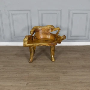 Hand Carved Chair from the Root of a Teak tree - Picture 1 of 12