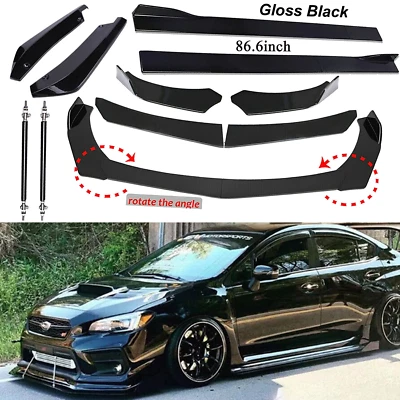 Front Bumper Lip Spoiler Splitter 86.6" Side Skirt Rear For Subaru WRX STI Foto 1 de 4