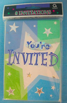 You're Invited Invitations Birthday Shimmer Bright Color Stars Design Amscan - Image 1 of 3