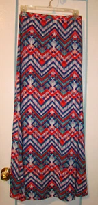 Lily Star Long A-Line Skirt, Multi-Color Chevron Print size XS - Picture 1 of 4