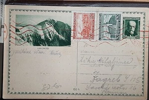 (CZC-802) Cartolina postale Cecoslovacchia 1928, cancelleria a ZAGREB con SG280.281 - Foto 1 di 2