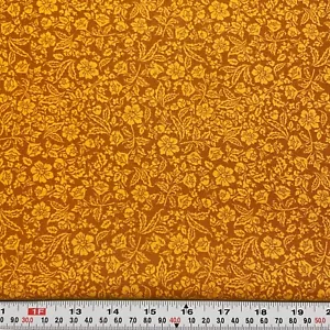 David Textiles Florals on Caramel Cotton Fabric Remnant 24" x 44" - Picture 1 of 2