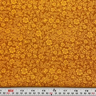 David Textiles Florals on Caramel Cotton Fabric Remnant 24" x 44" - Image 1 of 2