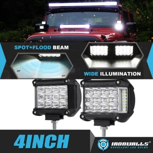 Par de cápsulas de luz de trabajo LED de 4" para tirador lateral haz de inundación todoterreno para camioneta Jeep - Imagen 1 de 12