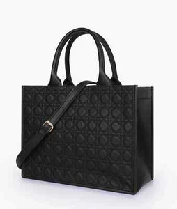 Faux leather black tote bag for womens - Picture 1 of 5