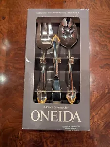 Oneida 3-teiliges Servierset in Schachtel Golden Kenwood 18/8 Edelstahl #9201 unbenutzt - Bild 1 von 8