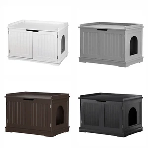 Cat Litter Box Enclosure Hidden Furniture Wooden Cabinet Cat Washroom House - Picture 1 of 49