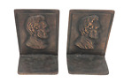 2 Vintage Abraham Lincoln Painted Solid Cast Iron Metal Bookends 5.5"